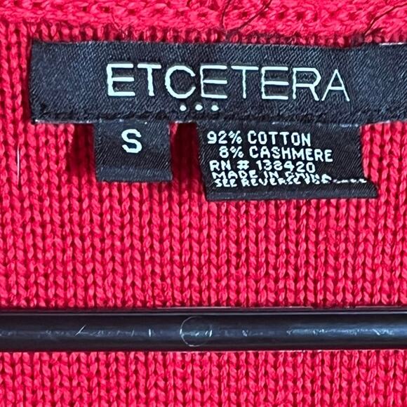 Women's Etcetera Red open font waterfall knit cardigan sweater Size Small. - Picture 5 of 10